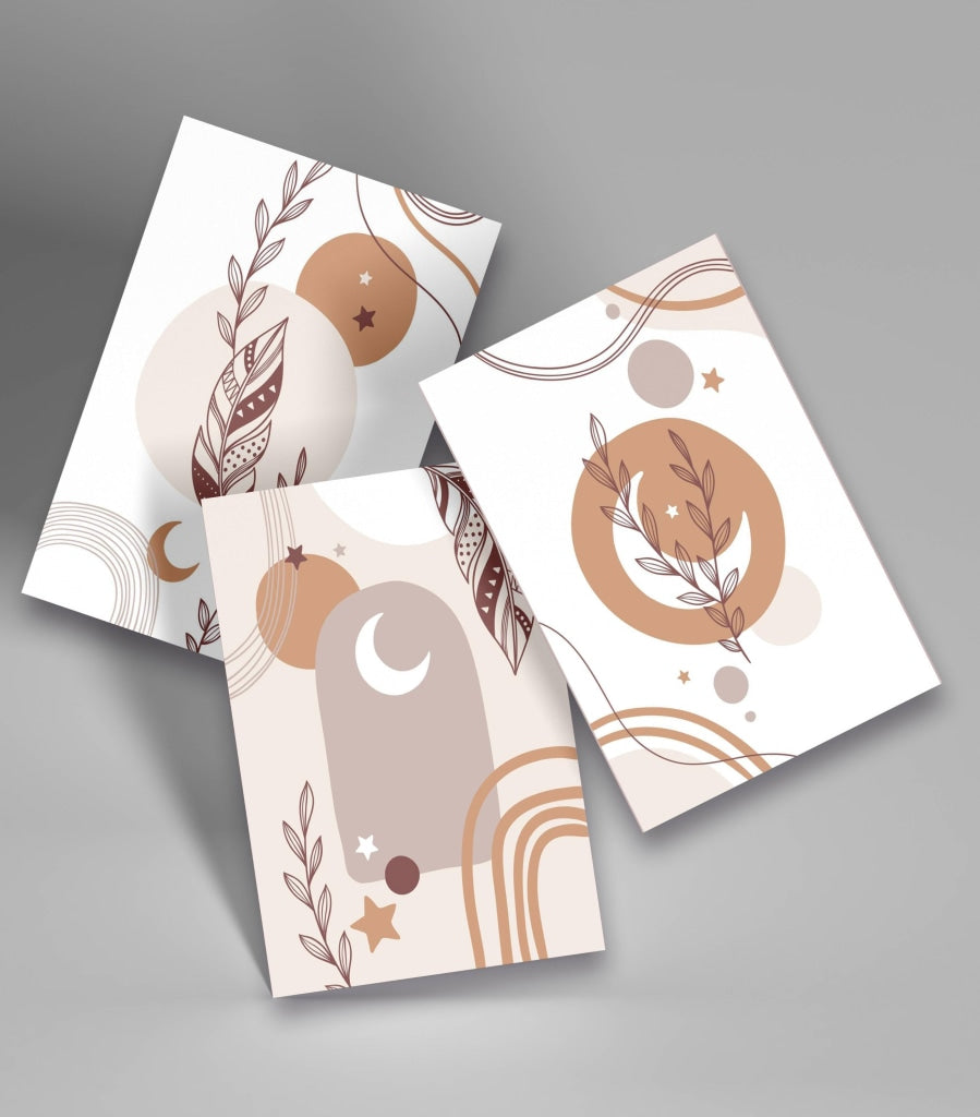 Boho Abstract 3 Panels Art Frame For Wall Decor- Funkydecors Xs / Roll Posters Prints &amp; Visual