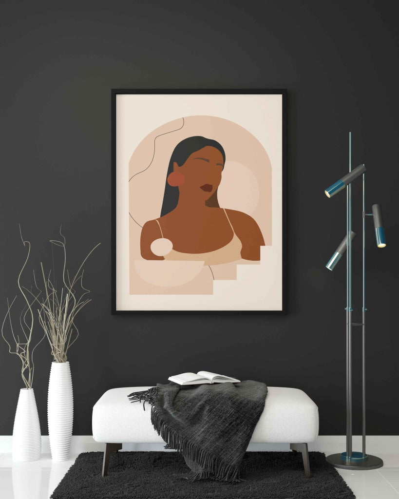 Boho Abstract Women Portrait Art Frame For Wall Decor- Funkydecors Xs / Black Posters Prints &
