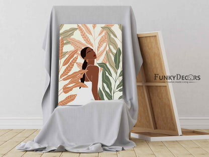 Boho Black Women With Tropical Leaves Portrait Frame For Wall Decor- Funkydecors Posters Prints &