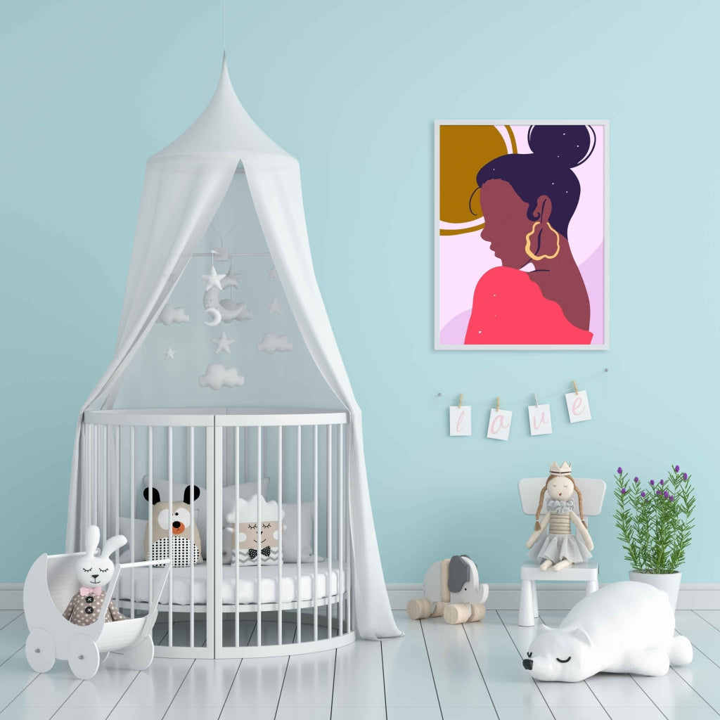 Boho Women With High Bun Art Frame For Wall Decor- Funkydecors Xs / White Posters Prints & Visual