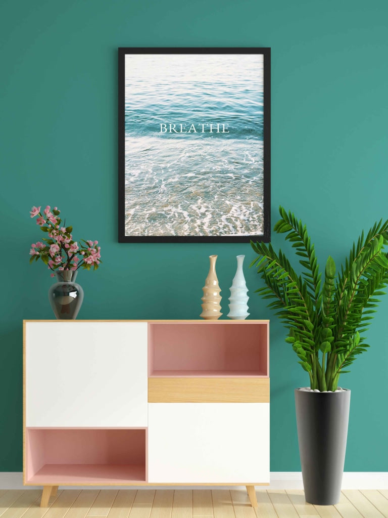 Breathe - Quotes Art Frame For Wall Decor- Funkydecors Xs / Black Posters Prints &amp; Visual Artwork