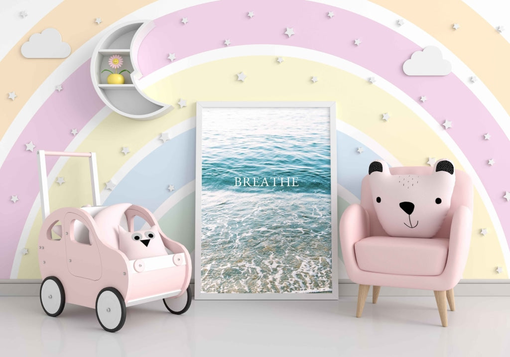 Breathe - Quotes Art Frame For Wall Decor- Funkydecors Xs / White Posters Prints &amp; Visual Artwork