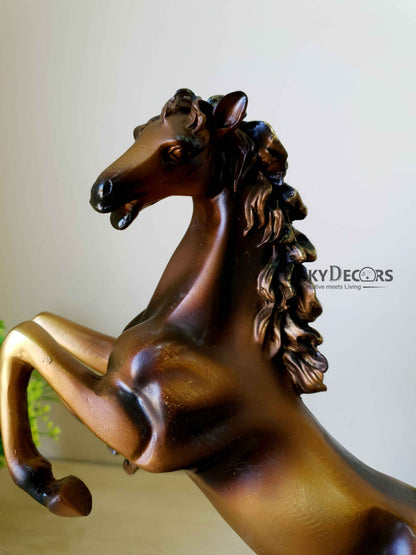 Brown Polyresin And Bronze Running Horse Statue Decorative Animal Figurine Showpiece- Funkydecors