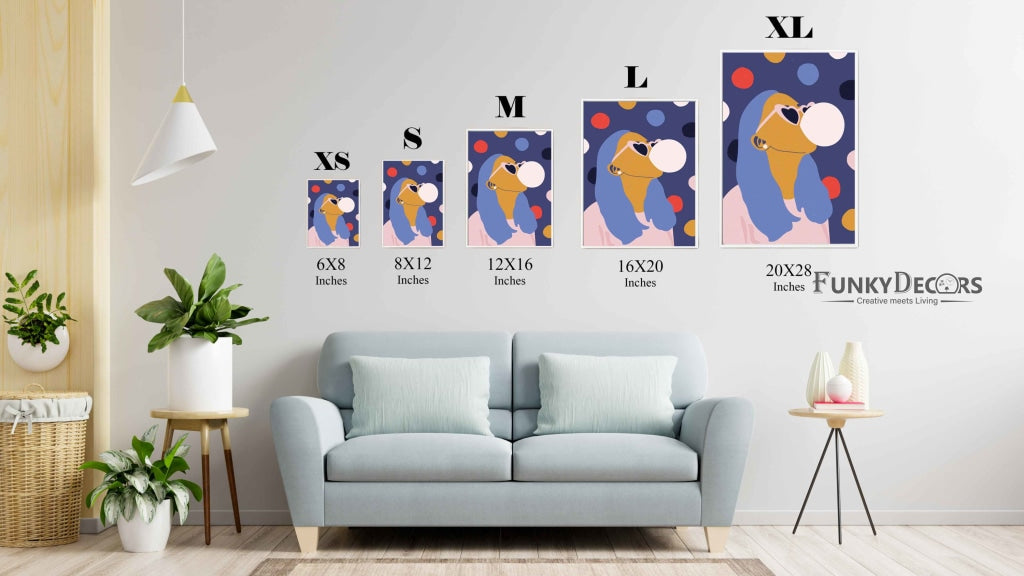 Bubble Gum Women Portrait Art Frame For Wall Decor- Funkydecors Posters Prints & Visual Artwork