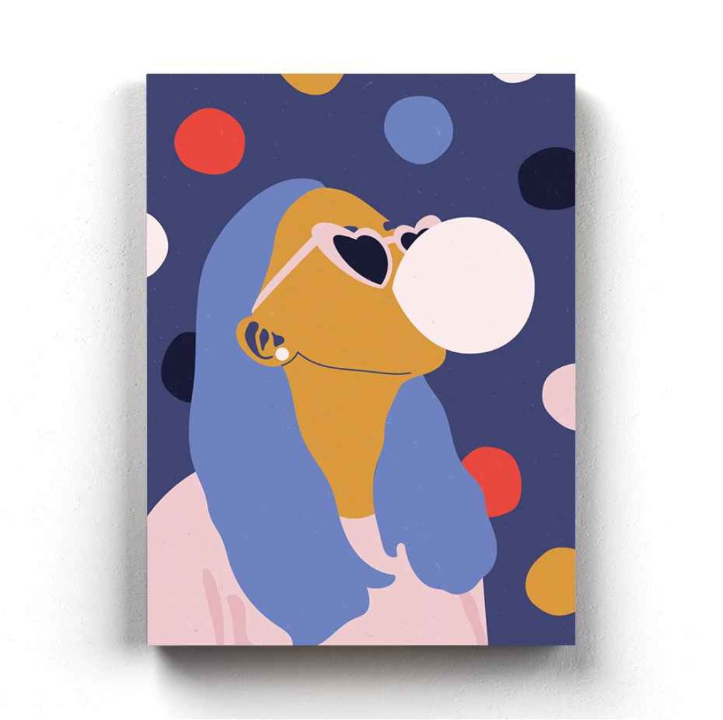 Bubble Gum Women Portrait Art Frame For Wall Decor- Funkydecors Xs / Canvas Posters Prints &amp; Visual
