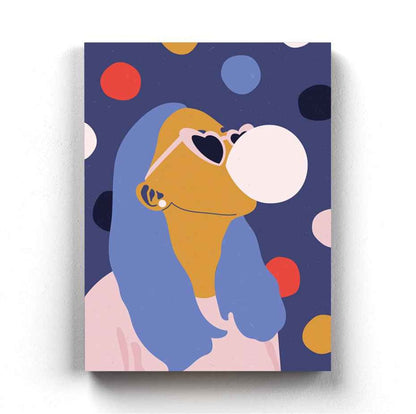 Bubble Gum Women Portrait Art Frame For Wall Decor- Funkydecors Xs / Canvas Posters Prints & Visual