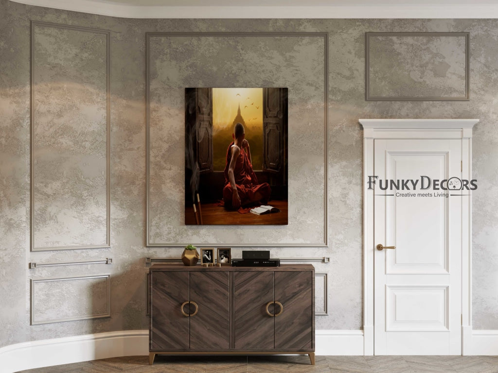 Buddhist Monk - Spiritual Art Frame For Wall Decor- Funkydecors Posters Prints &amp; Visual Artwork