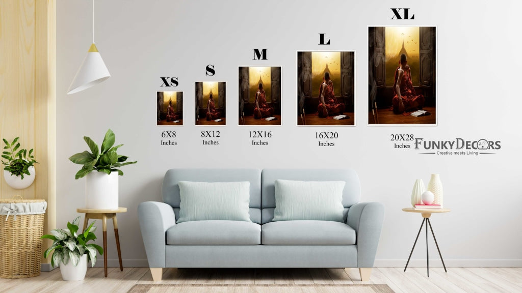 Buddhist Monk - Spiritual Art Frame For Wall Decor- Funkydecors Posters Prints &amp; Visual Artwork