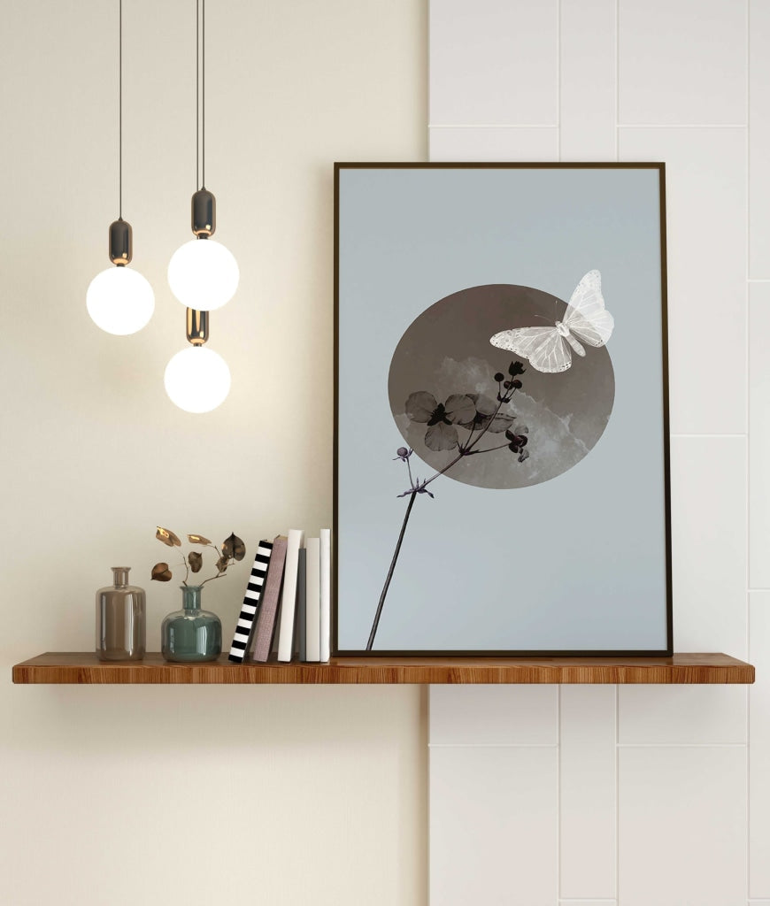 Butterfly - Achromatic Art Frame For Wall Decor- Funkydecors Xs / Black Posters Prints &amp; Visual