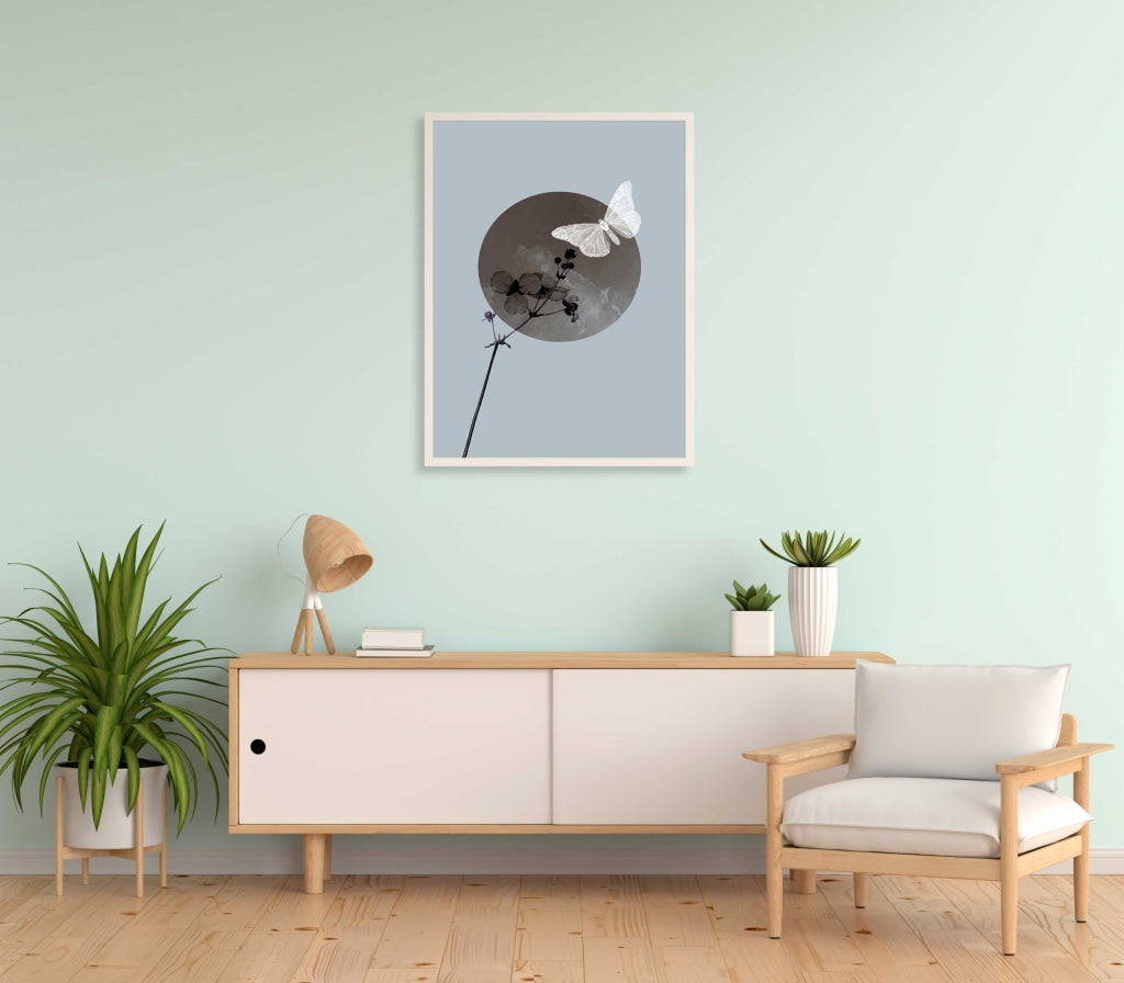 Butterfly - Achromatic Art Frame For Wall Decor- Funkydecors Xs / White Posters Prints &amp; Visual