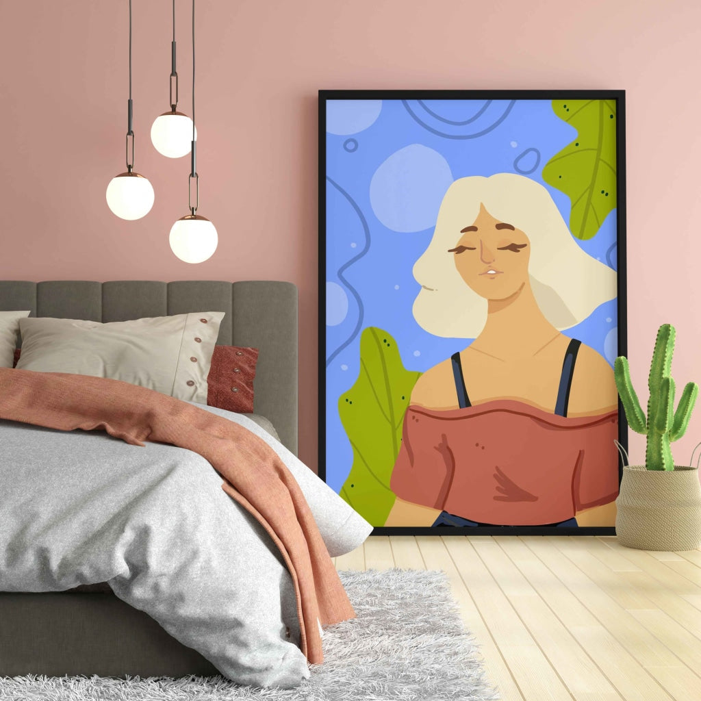 Calm Women Portrait Art Frame For Wall Decor- Funkydecors Xs / Black Posters Prints & Visual Artwork