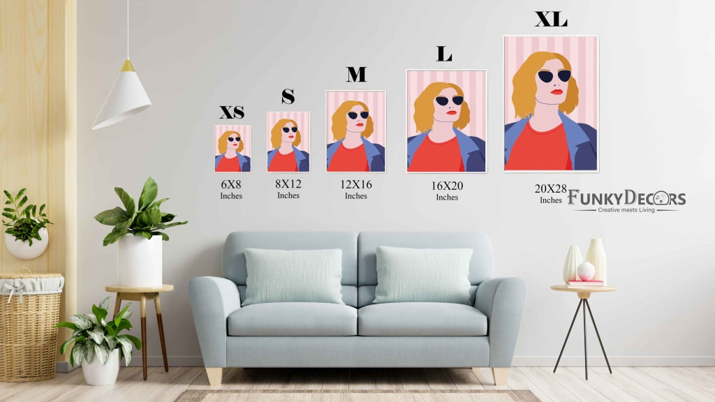 Casual Women Portrait Art Frame For Wall Decor- Funkydecors Posters Prints & Visual Artwork