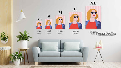Casual Women Portrait Art Frame For Wall Decor- Funkydecors Posters Prints & Visual Artwork