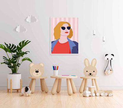 Casual Women Portrait Art Frame For Wall Decor- Funkydecors Xs / White Posters Prints & Visual