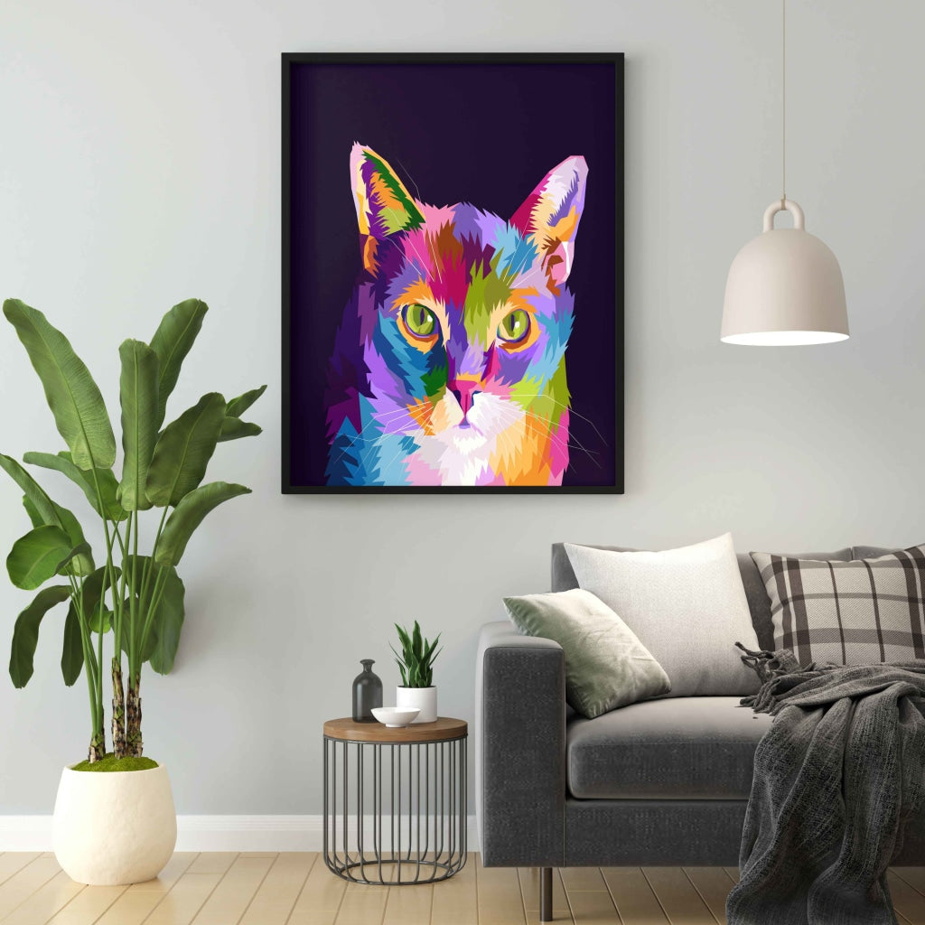 Cat Pop Art - Animal Frame For Wall Decor- Funkydecors Xs / Black Posters Prints & Visual Artwork