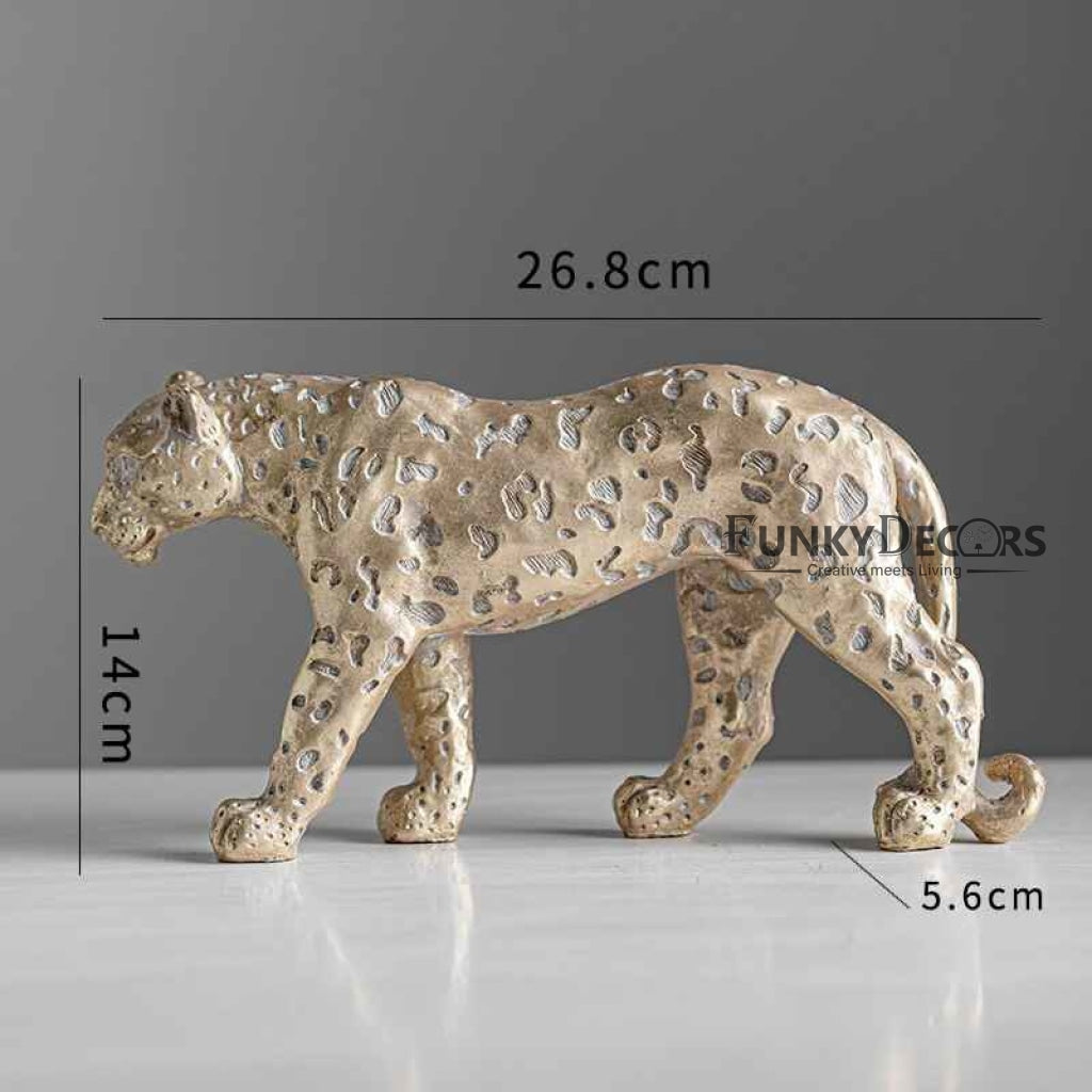 Cheetah Sculpture In Golden Decorative Showpiece Animal Figurine- Funkydecors Figurines