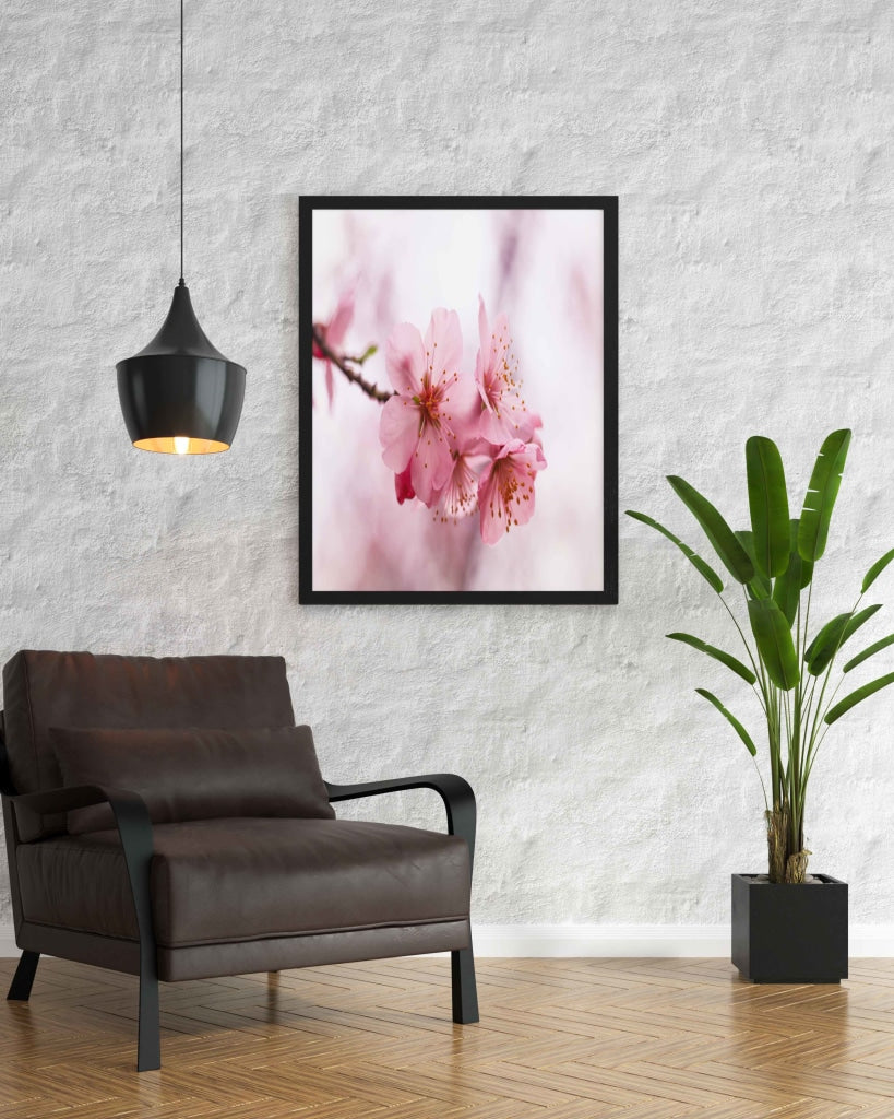 Cherry Blossom - Floral Art Frame For Wall Decor- Funkydecors Xs / Black Posters Prints &amp; Visual