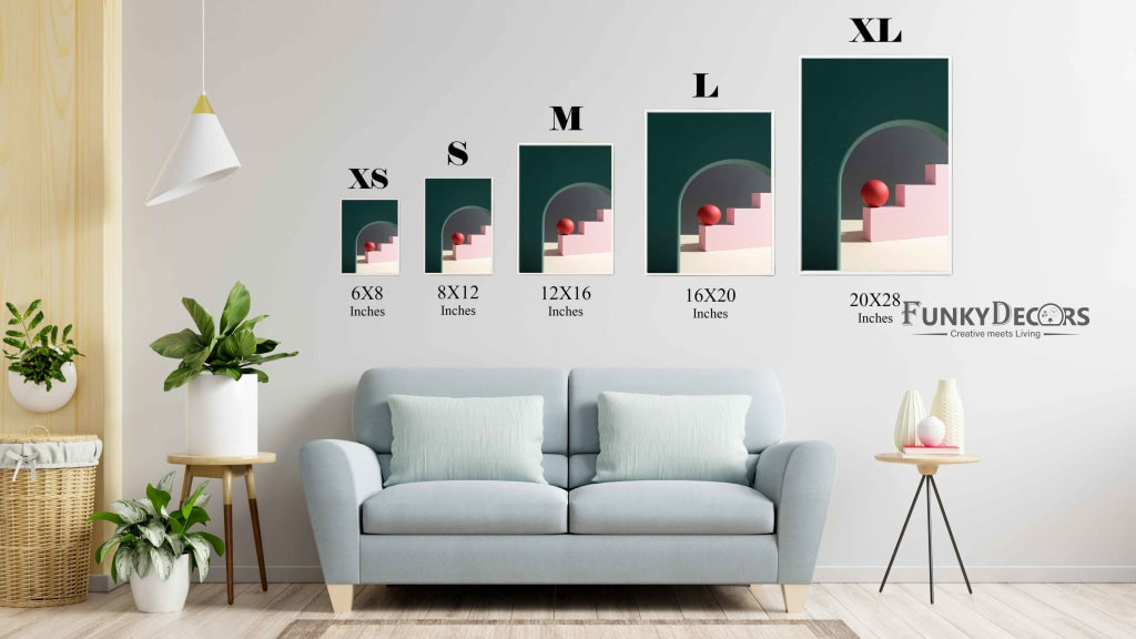 Circular Ball On Stair Shape Geometric Art Frame For Wall Decor- Funkydecors Posters Prints & Visual