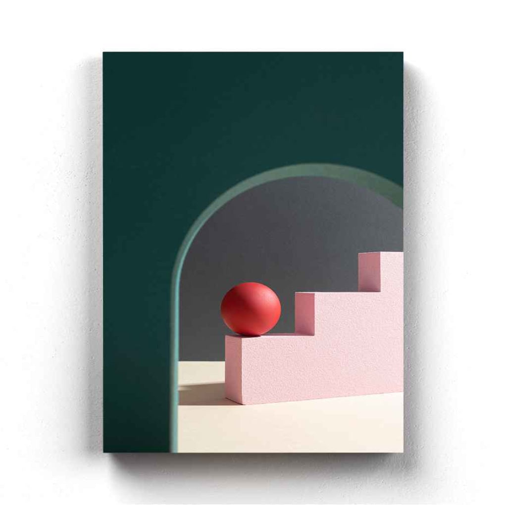 Circular Ball On Stair Shape Geometric Art Frame For Wall Decor- Funkydecors Xs / Canvas Posters