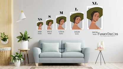 Classy Women Portrait Art Frame For Wall Decor- Funkydecors Posters Prints & Visual Artwork