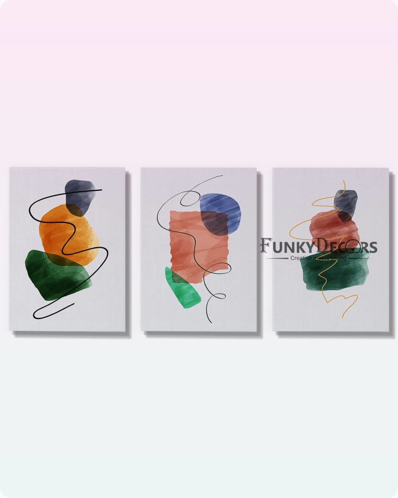 Colour Block -Abstract 3 Panels Art Frame For Wall Decor- Funkydecors Posters Prints & Visual