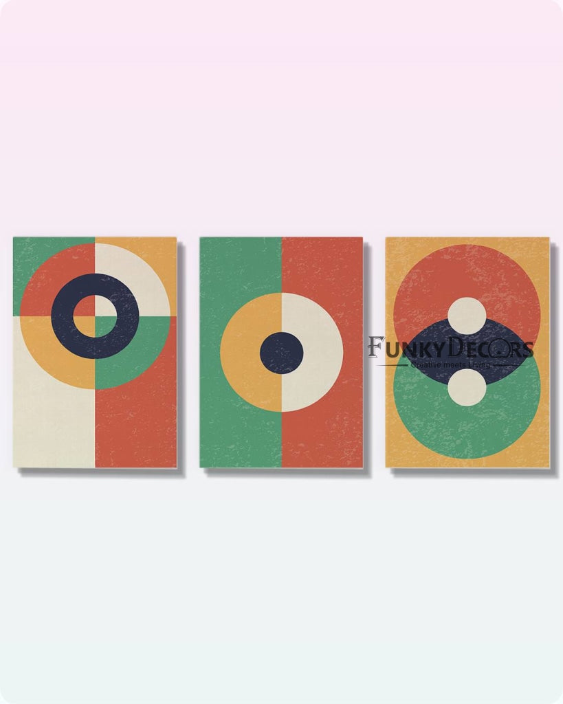 Colour Block - Abstract 3 Panels Art Frame For Wall Decor- Funkydecors Posters Prints &amp; Visual