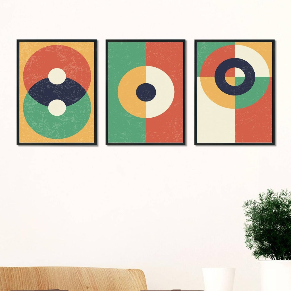 Colour Block - Abstract 3 Panels Art Frame For Wall Decor- Funkydecors Xs / Black Posters Prints &