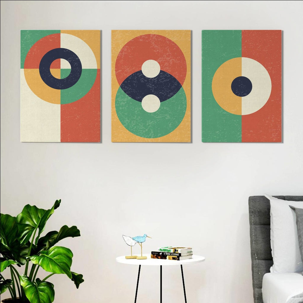 Colour Block - Abstract 3 Panels Art Frame For Wall Decor- Funkydecors Xs / Canvas Posters Prints &amp;