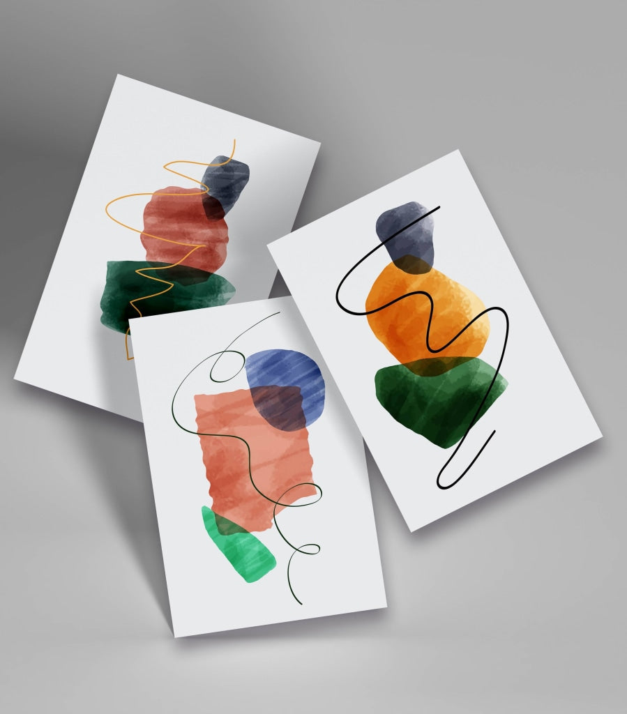 Colour Block -Abstract 3 Panels Art Frame For Wall Decor- Funkydecors Xs / Roll Posters Prints &amp;