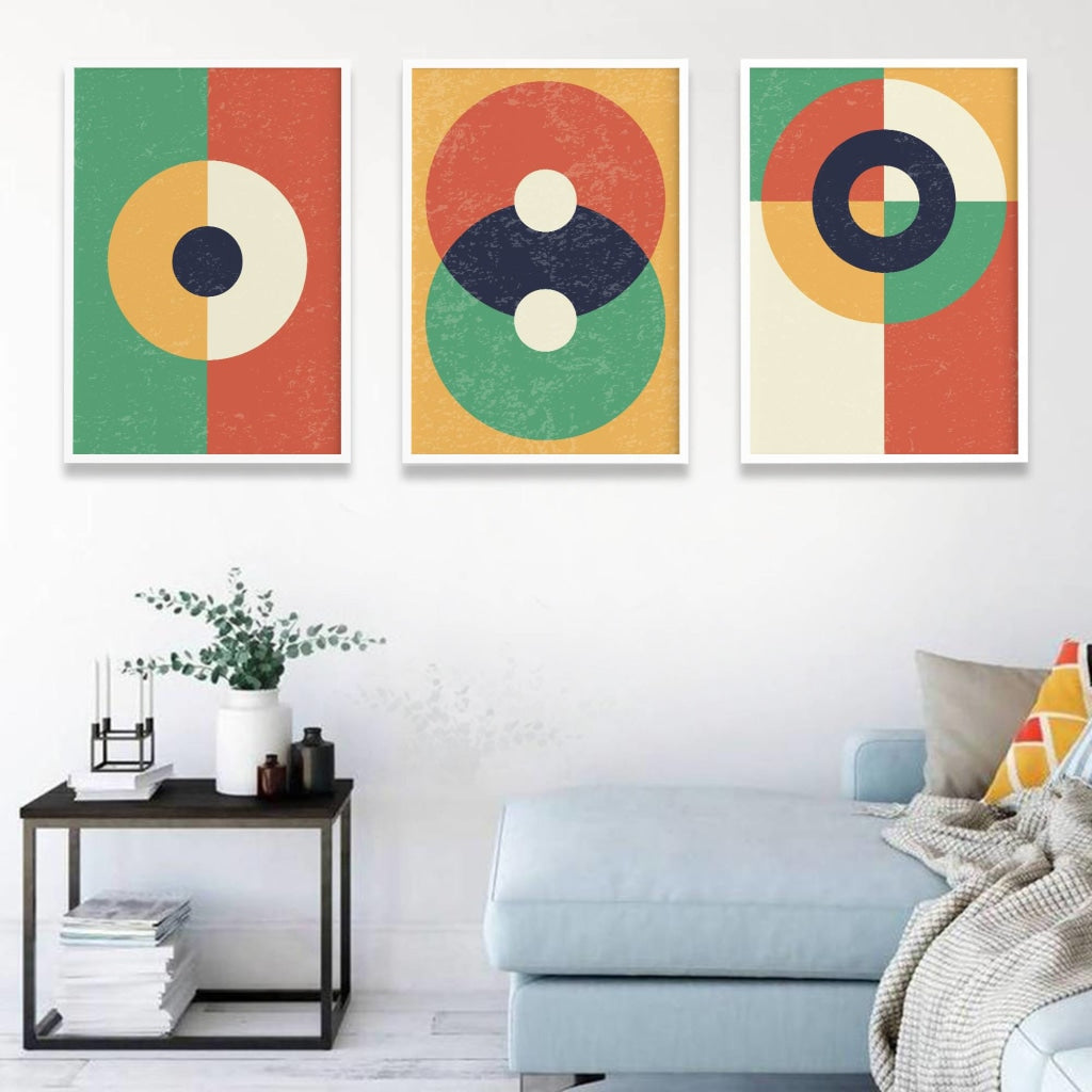 Colour Block - Abstract 3 Panels Art Frame For Wall Decor- Funkydecors Xs / White Posters Prints &amp;