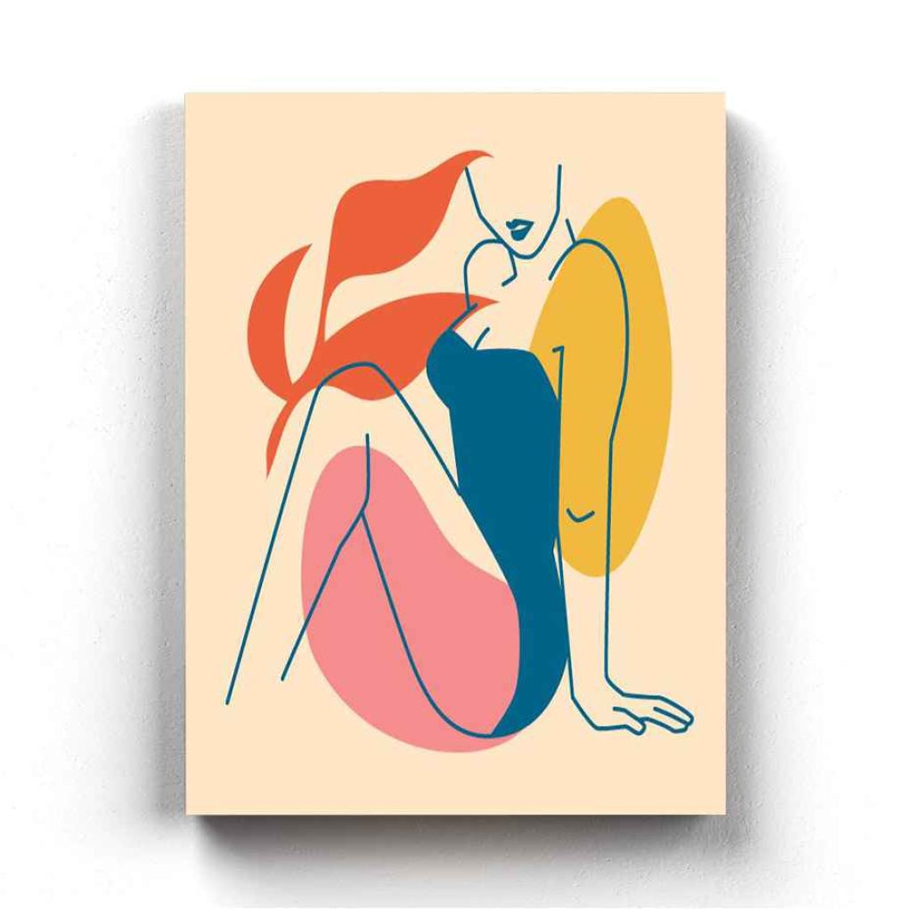 Colour Block Fashion Women Portrait Frame For Wall Decor- Funkydecors Xs / Canvas Posters Prints &