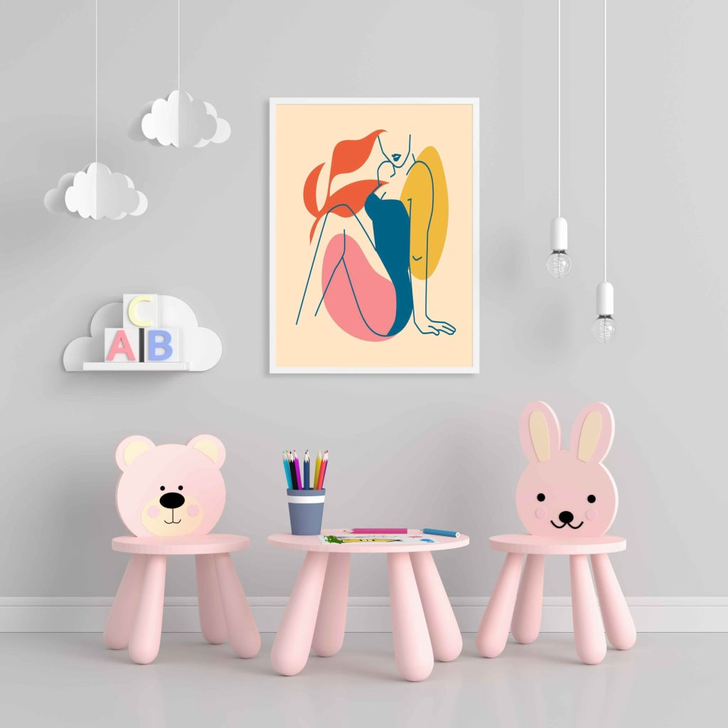 Colour Block Fashion Women Portrait Frame For Wall Decor- Funkydecors Xs / White Posters Prints &