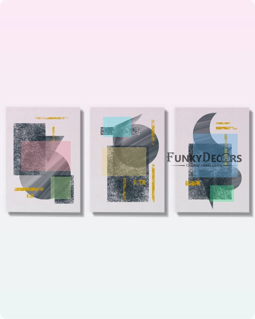 Colour Blocks - Abstract 3 Panels Art Frame For Wall Decor- Funkydecors Posters Prints &amp; Visual