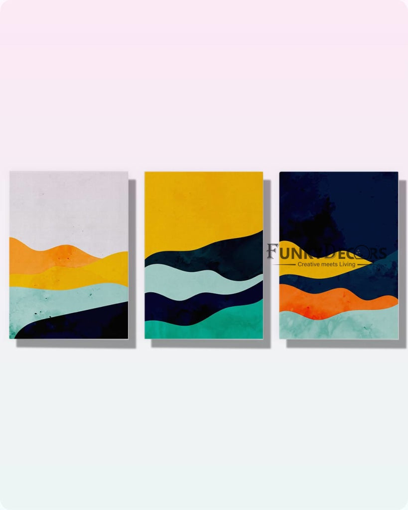 Colour Blocks - Minimal 3 Panels Art Frame For Wall Decor- Funkydecors Posters Prints &amp; Visual