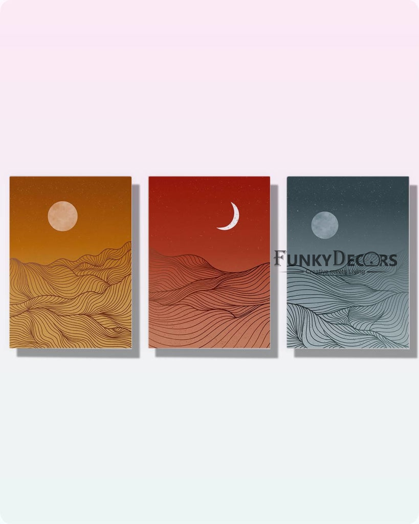 Colour Blocks - Minimal 3 Panels Art Frame For Wall Decor- Funkydecors Posters Prints & Visual