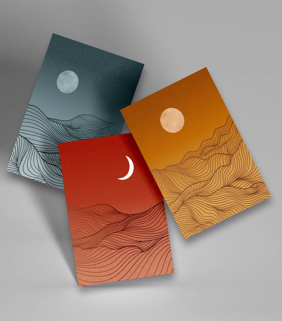 Colour Blocks - Minimal 3 Panels Art Frame For Wall Decor- Funkydecors Xs / Roll Posters Prints &amp;