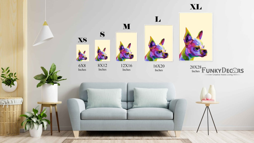 Colourful Chihuahua - Animal Art Frame For Wall Decor- Funkydecors Posters Prints & Visual Artwork