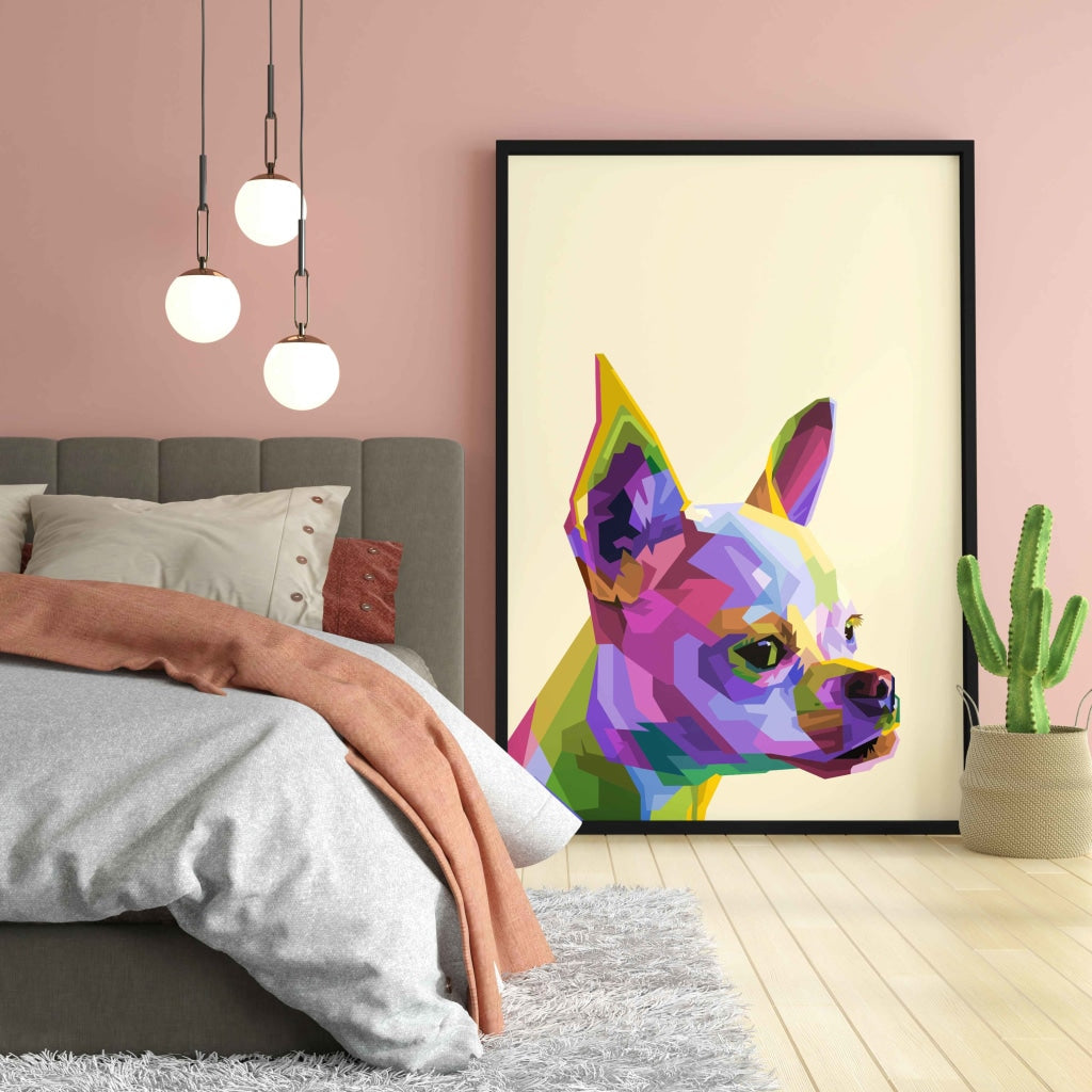 Colourful Chihuahua - Animal Art Frame For Wall Decor- Funkydecors Xs / Black Posters Prints &amp;