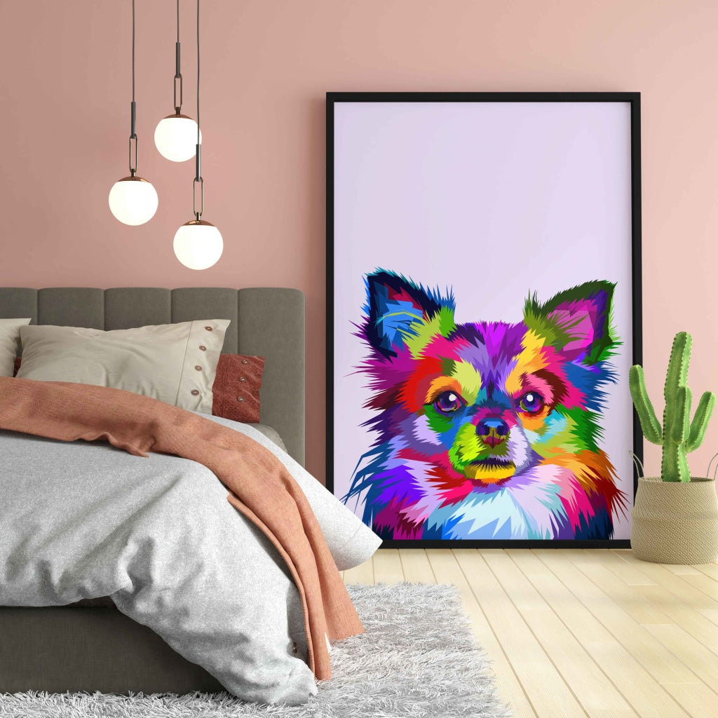 Colourful Chihuahua - Animal Art Frame For Wall Decor- Funkydecors Xs / Black Posters Prints &amp;