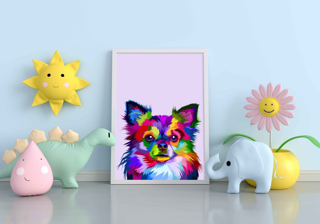 Colourful Chihuahua - Animal Art Frame For Wall Decor- Funkydecors Xs / White Posters Prints &