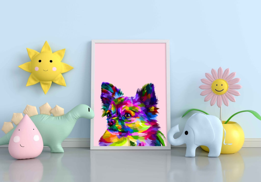 Colourful Chihuahua - Animal Art Frame For Wall Decor- Funkydecors Xs / White Posters Prints &amp;