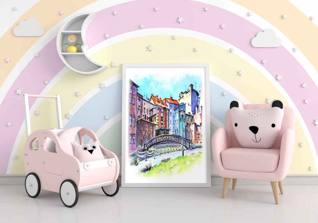 Colourful Construction - Travel Art Frame For Wall Decor- Funkydecors Xs / White Posters Prints &