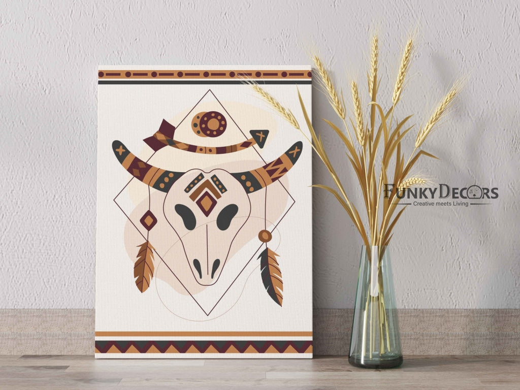 Cow Skull - Tribal Art Frame For Wall Decor- Funkydecors Posters Prints & Visual Artwork