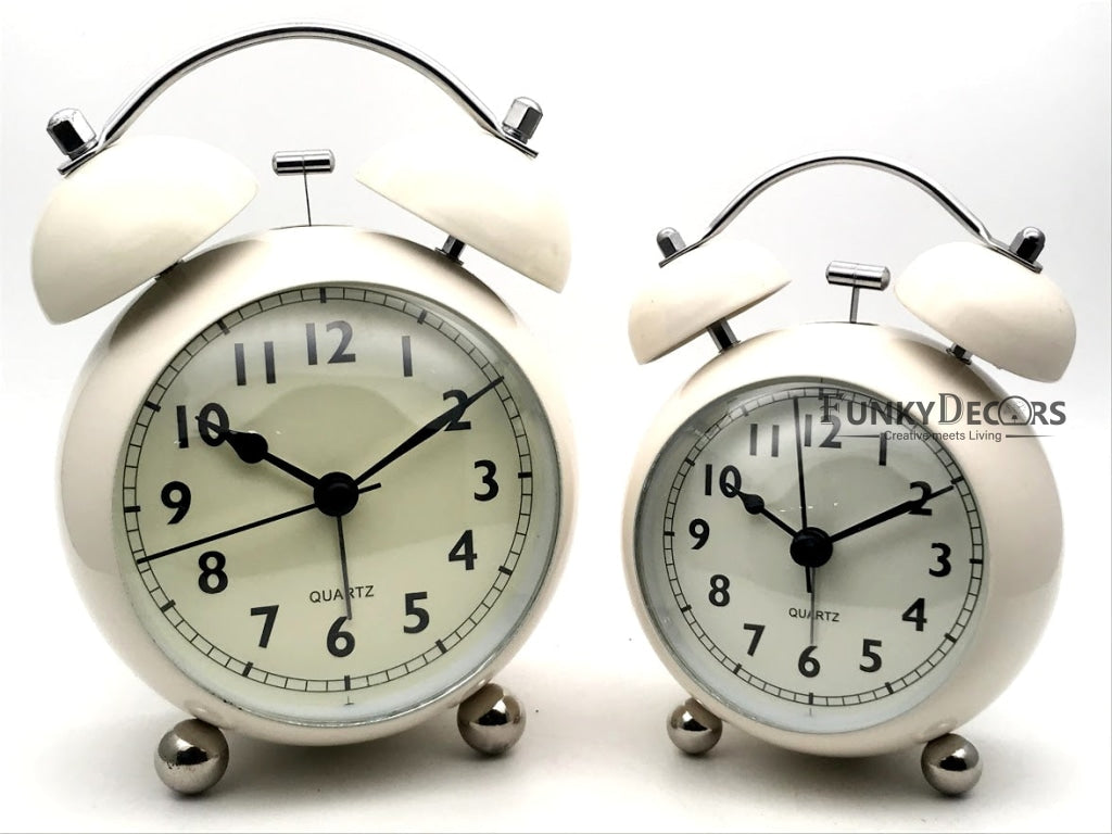 Cream Royal Retro Style Alarm Kids Room Table Clock-Funkydecors Clocks