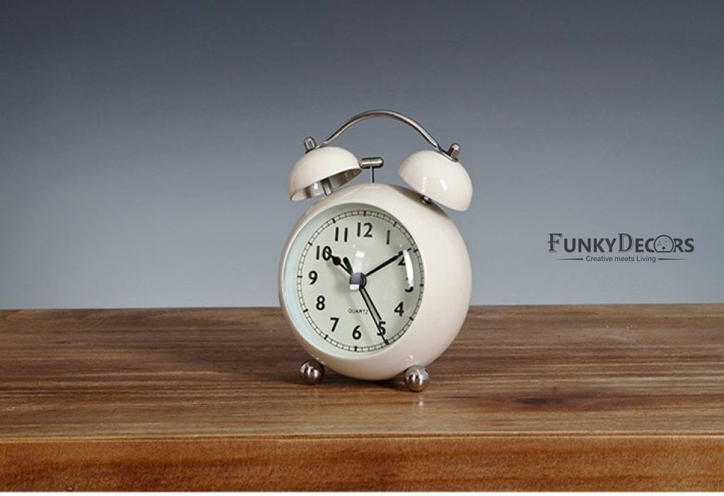 Cream Royal Retro Style Alarm Kids Room Table Clock-Funkydecors Clocks