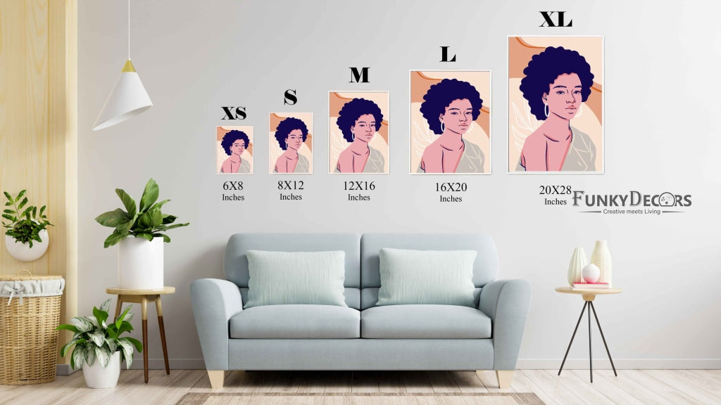 Crowned In My Curls Women Portrait Art Frame For Wall Decor- Funkydecors Posters Prints & Visual