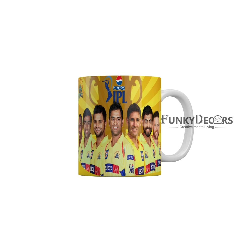 CSK Team Coffee Ceramic Mug 350 ML-FunkyDecors IPL Mugs FunkyDecors