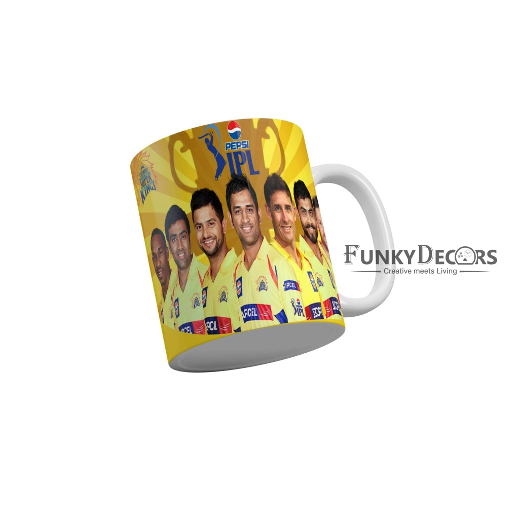CSK Team Coffee Ceramic Mug 350 ML-FunkyDecors IPL Mugs FunkyDecors