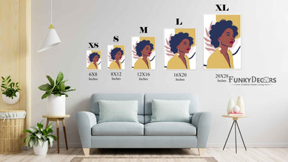 Curly Afro Girl Portrait Art Frame For Wall Decor- Funkydecors Posters Prints & Visual Artwork