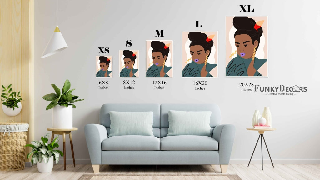 Curly Afro Girl Portrait Art Frame For Wall Decor- Funkydecors Posters Prints & Visual Artwork